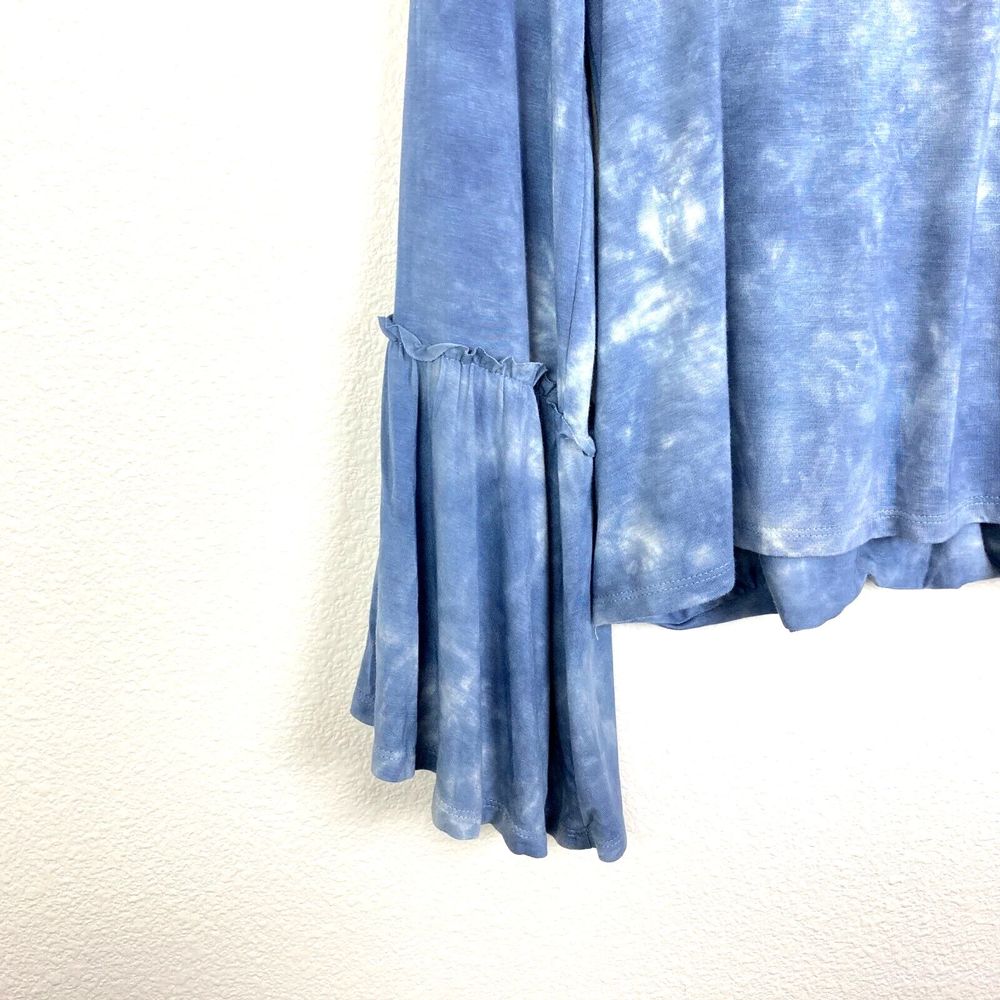 American Eagle Soft & Sexy Blue Tie Dye Shirt Size S Bell Sleeve V Neck - Picture 6 of 6